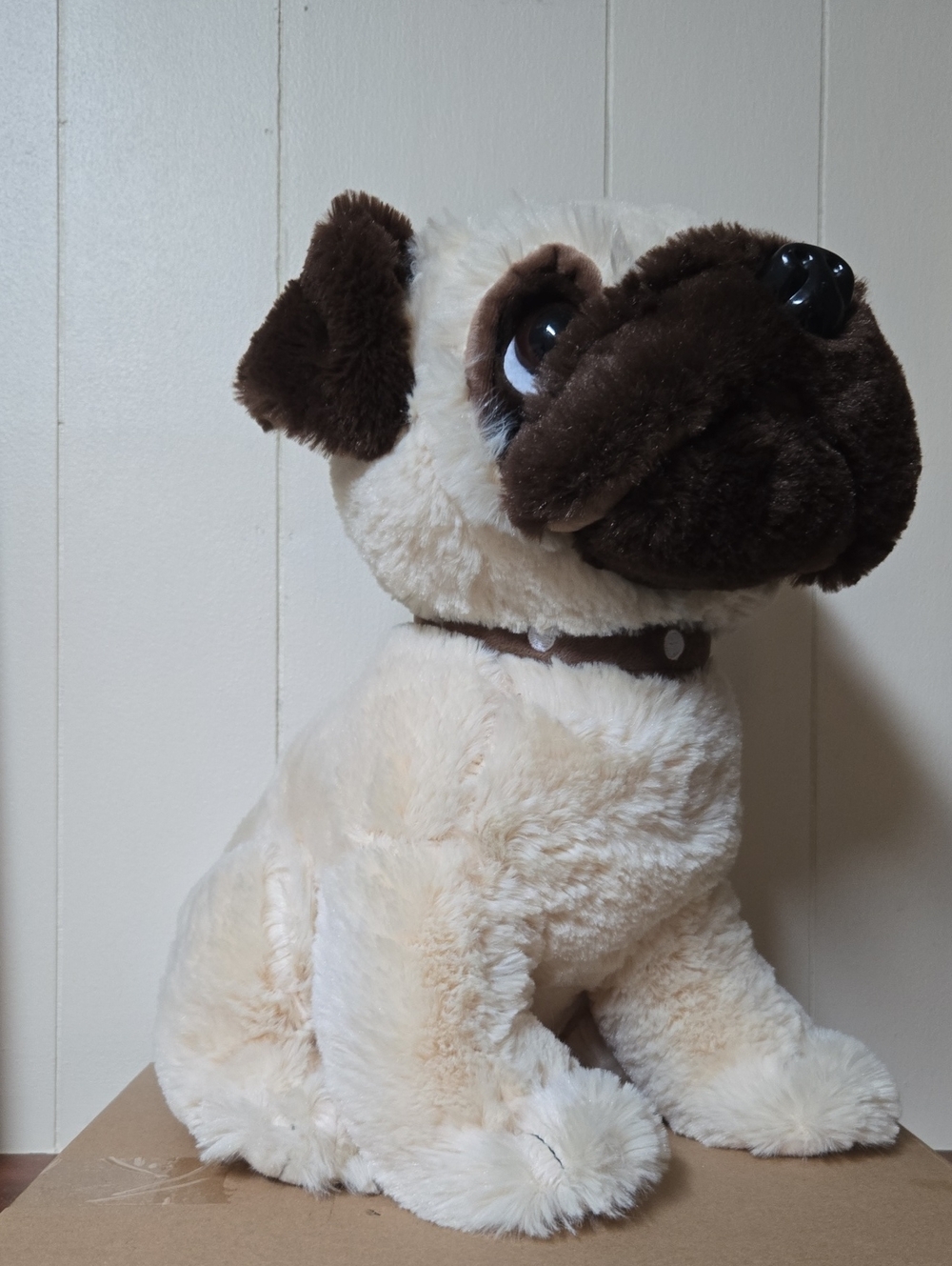 Plush Pug Dog Toy - Cream and Dark Brown